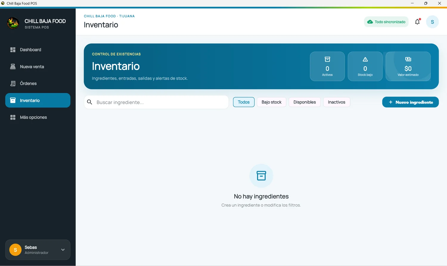 Módulo de inventario